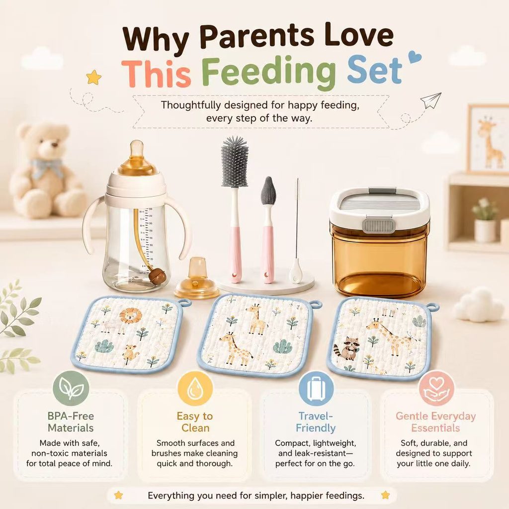 Complete baby feeding and bottle care set for everyday use