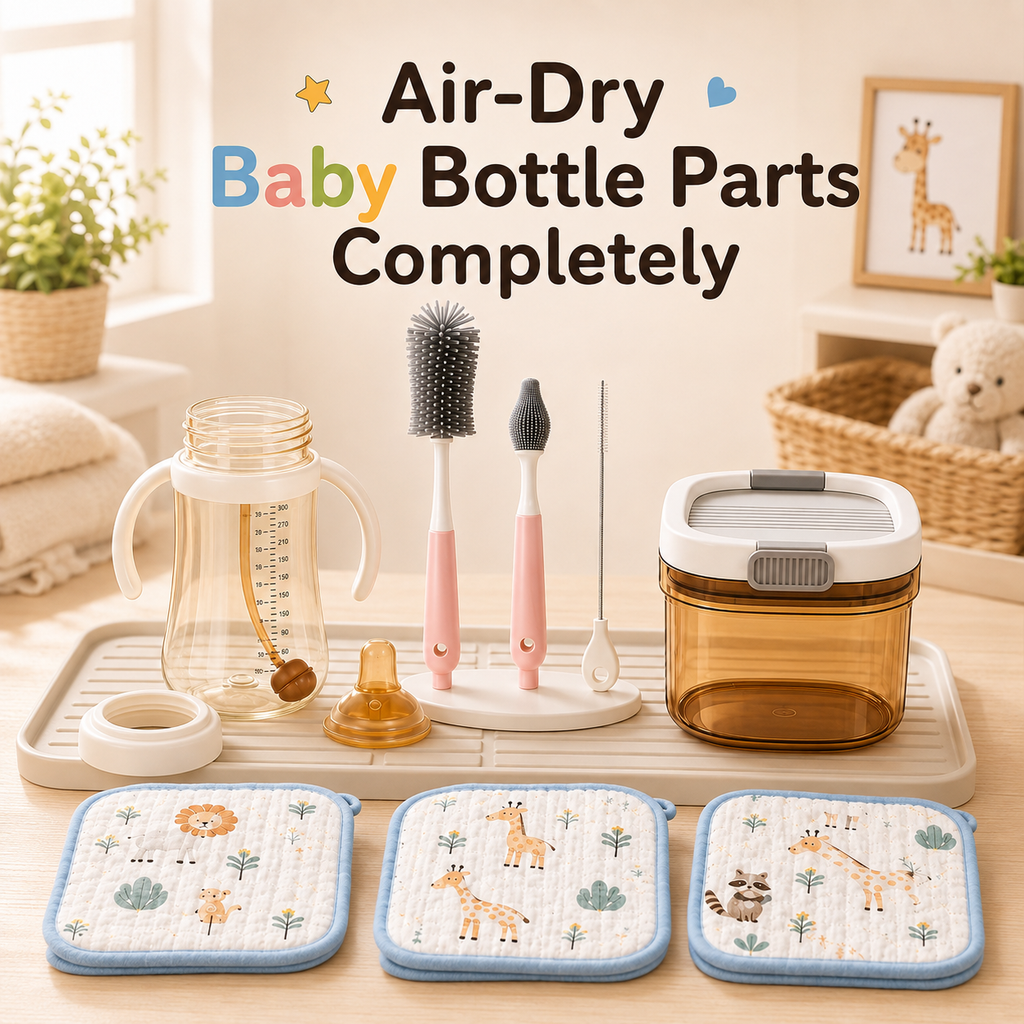 air dry baby bottle parts before storage