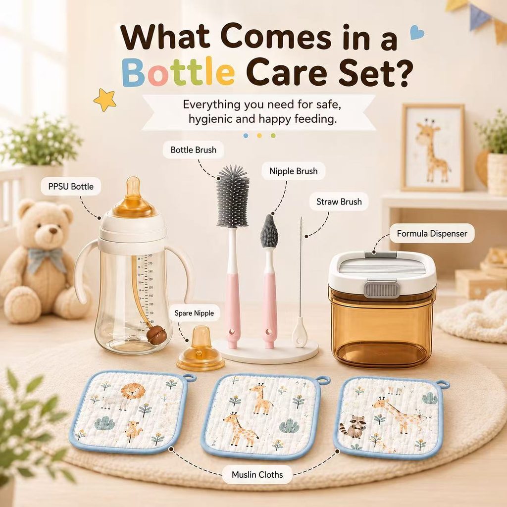 Bottle brush nipple brush and straw brush for baby bottle cleaningBaby Bottle Care Set
