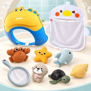 Baby Fun Baby Bath Toy Set 9PCS with 6 animal bath toys